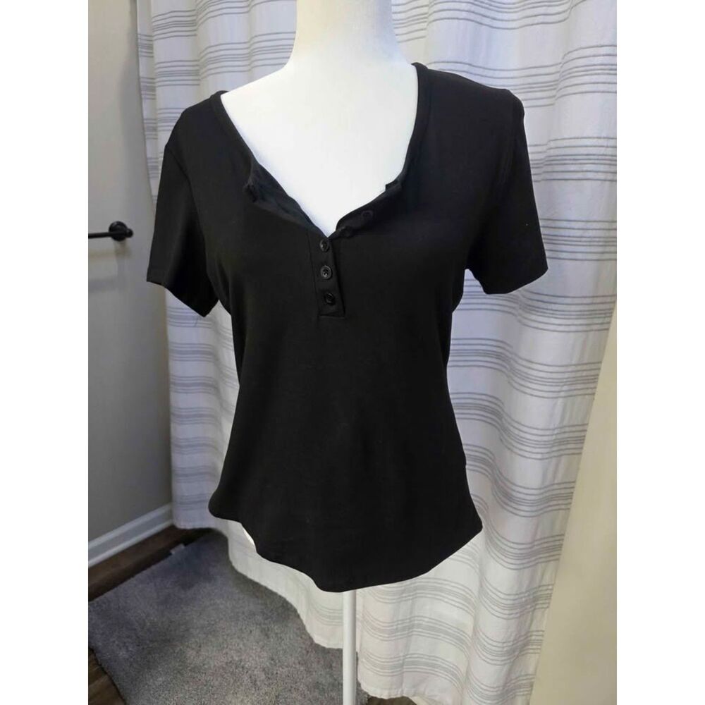 Set of 3 Women's Short Sleeve Henley Tops Size Large